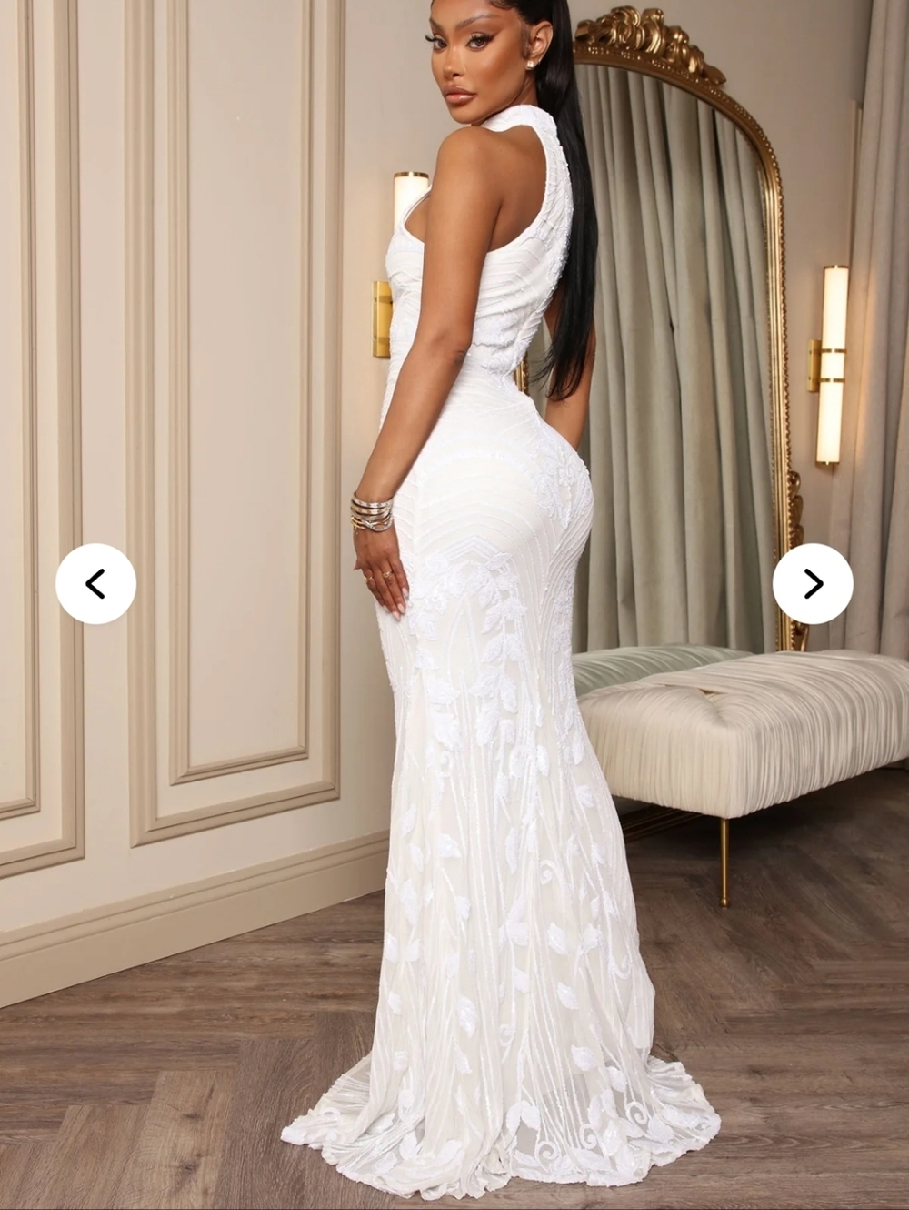 Fashion NOVA Luxe Feeling Sequin Gown - Sleeveless - White - Picture 5 of 16